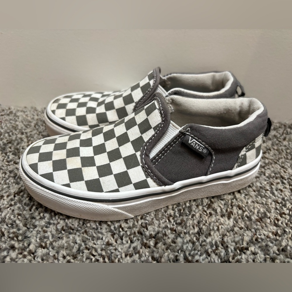 Vans Kids Black and White Classic Checkered Slip-On Sneakers Size 11c - Picture 2 of 6